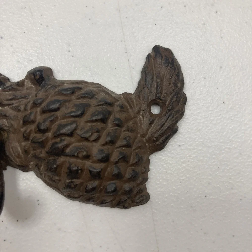 VTG Cast Iron Coat Hanger Key Hook Wall Mount Acorn Fall Cabin Country 14